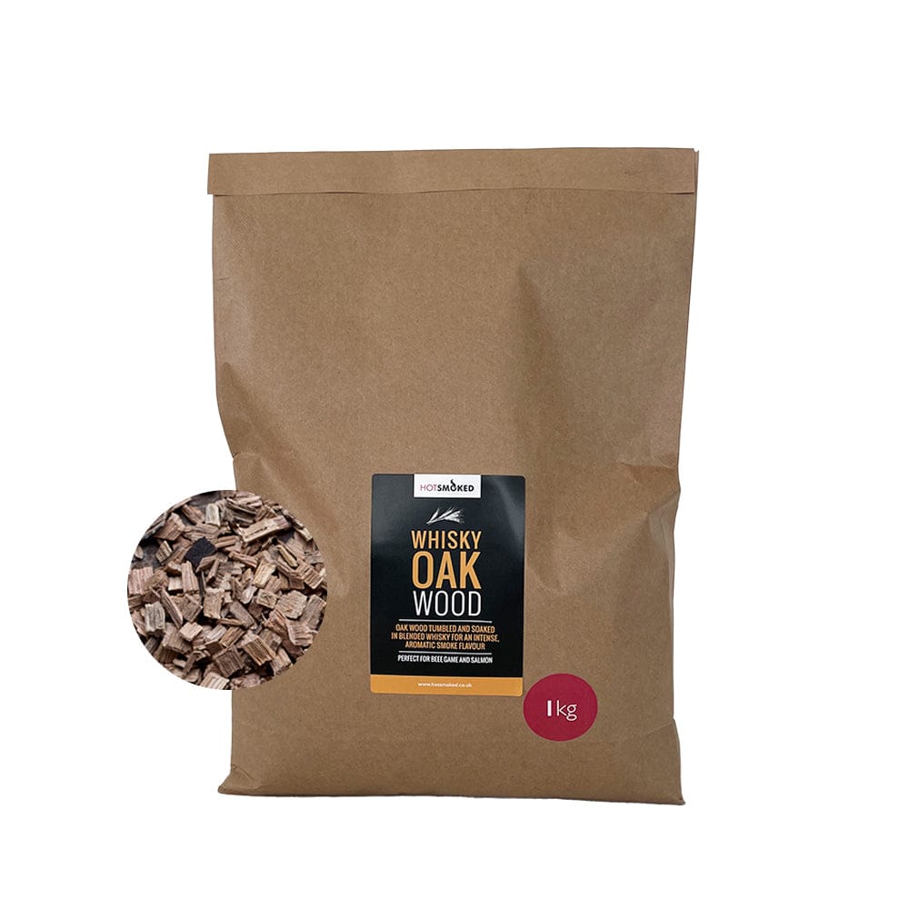 HotSmoked Whisky Barrel Smoking Chips in a 1 kg Kraft packaging