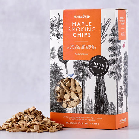 HotSmoked Maple Smoking Chips with sample on gray