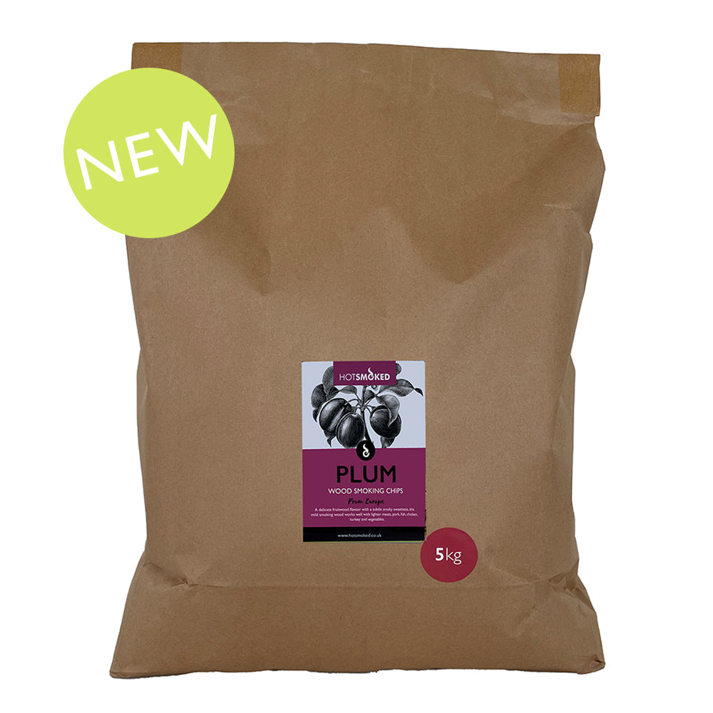 HotSmoked Plum Bulk Wood Chips in kraft packaging