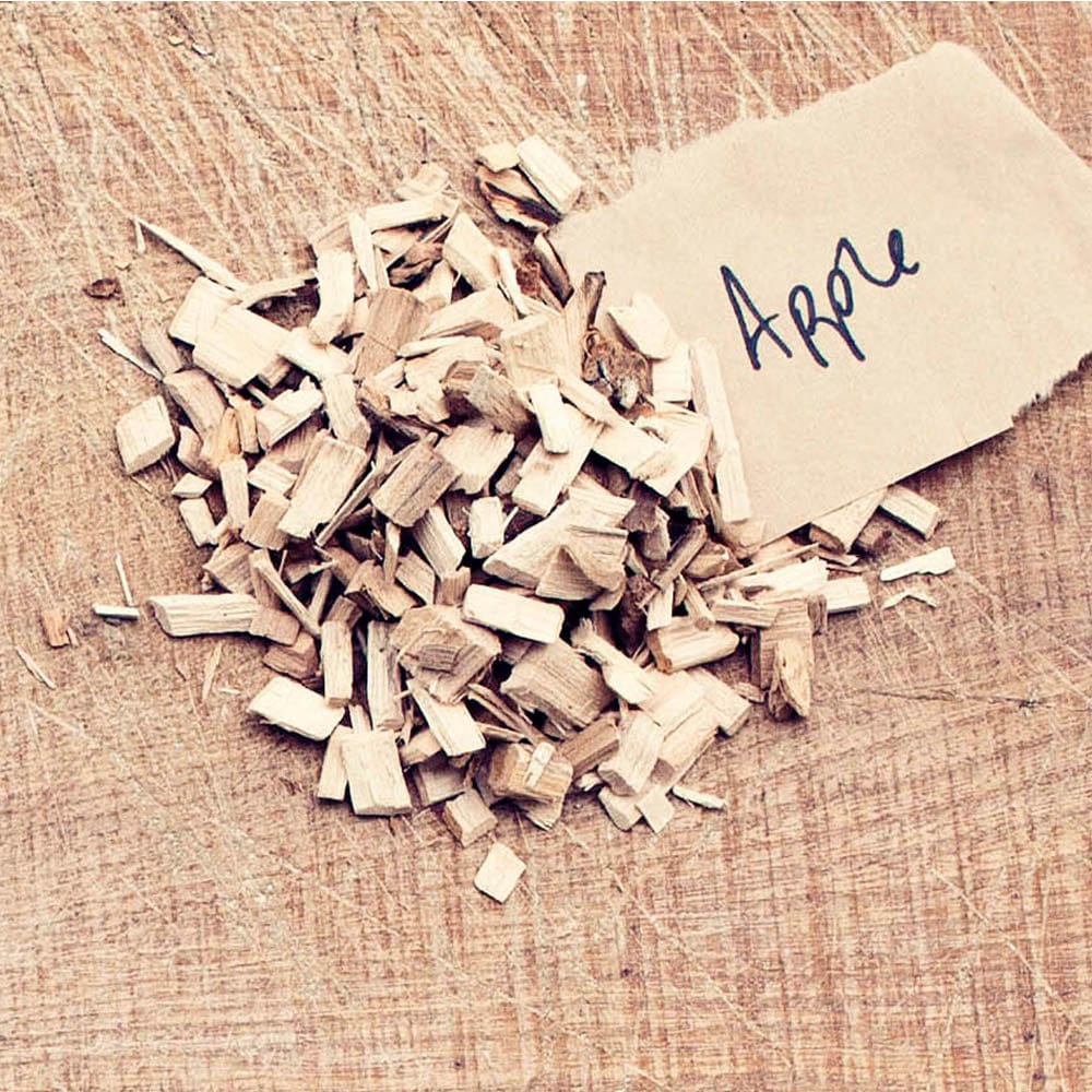 HotSmoked Apple Bulk Wood Chips close up on wood