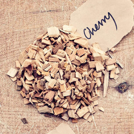 HotSmoked Cherry Bulk Wood Chips sample on wood