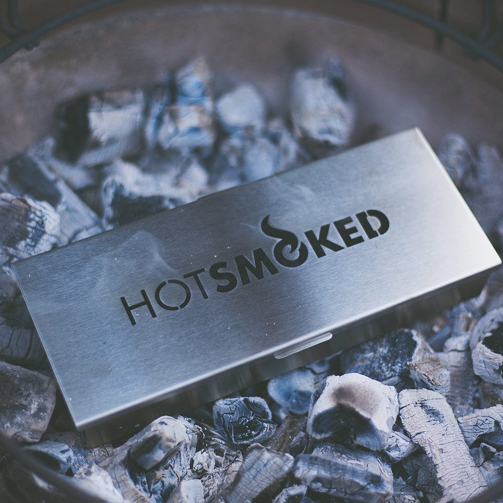 Hot Smoke in a Box metal box inside grill
