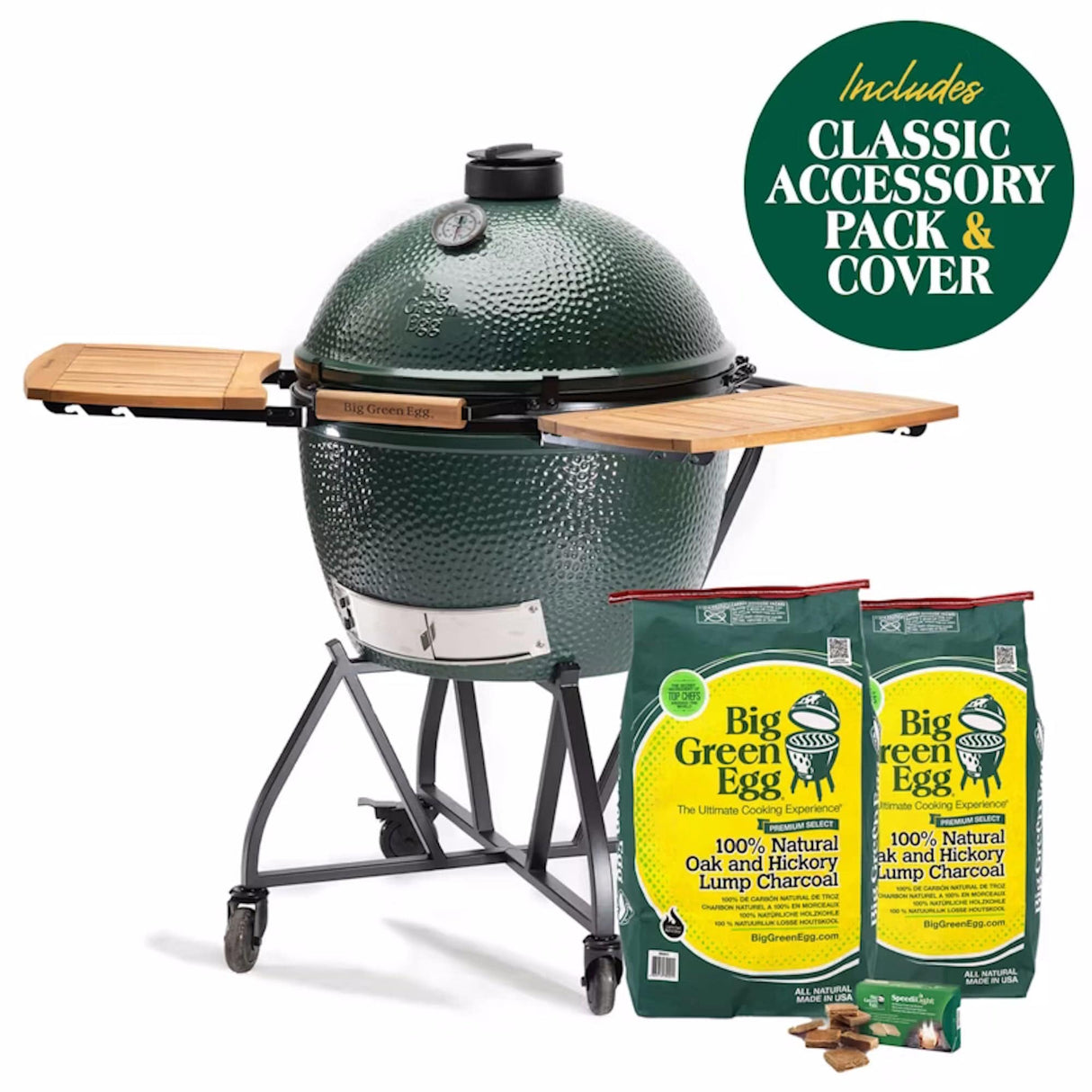 XL EGG IntEGGrated Nest Bundle front view with charcoal bags