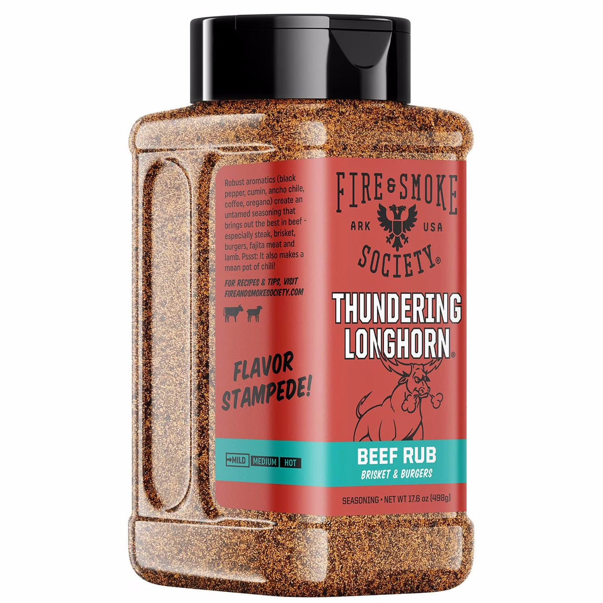 Fire & Smoke Society | Thundering Longhorn BBQ Seasoning | Beef Rub 17.6 oz.