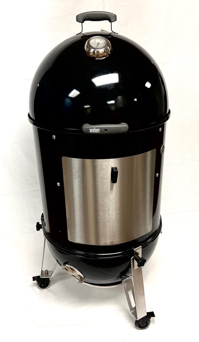 22" weber smokey mountain installed with a set of no-drill wheels