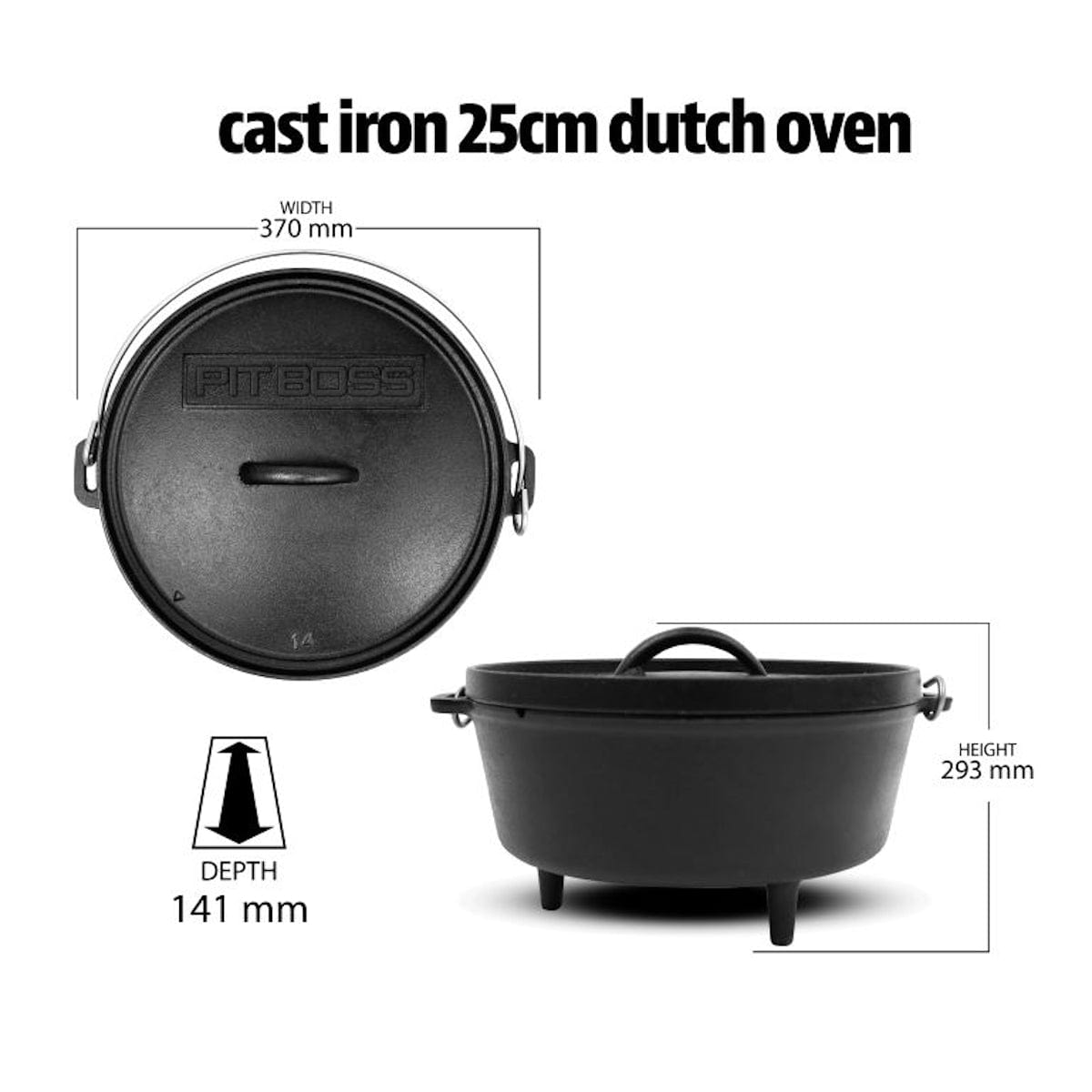 Pit Boss 6 Piece Cast Iron Starter Set oven dimensions