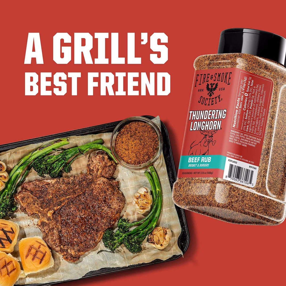Fire & Smoke Society | Thundering Longhorn BBQ Seasoning | Beef Rub 17.6 oz.