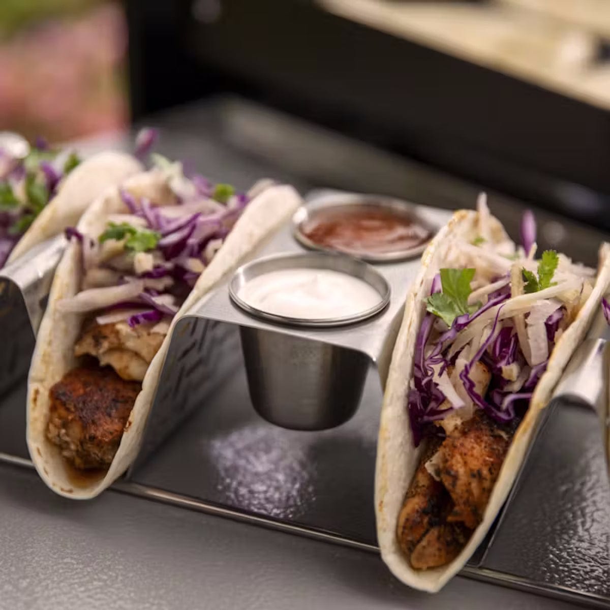 Weber Stainless Steel Taco Rack close up