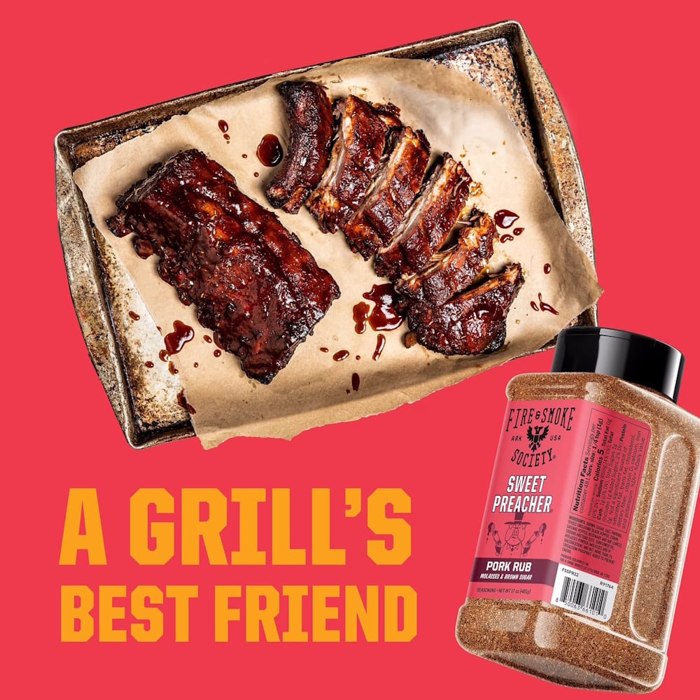 Fire & Smoke Society | Sweet Preacher BBQ Seasoning | Pork Rub 17 oz.