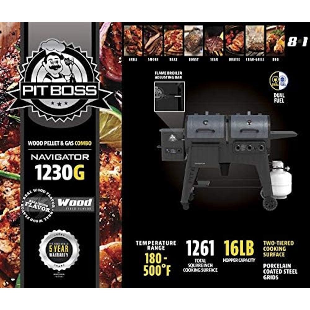 Pit Boss 1230G Navigator Combo Gas and Pellet Grill characteristics