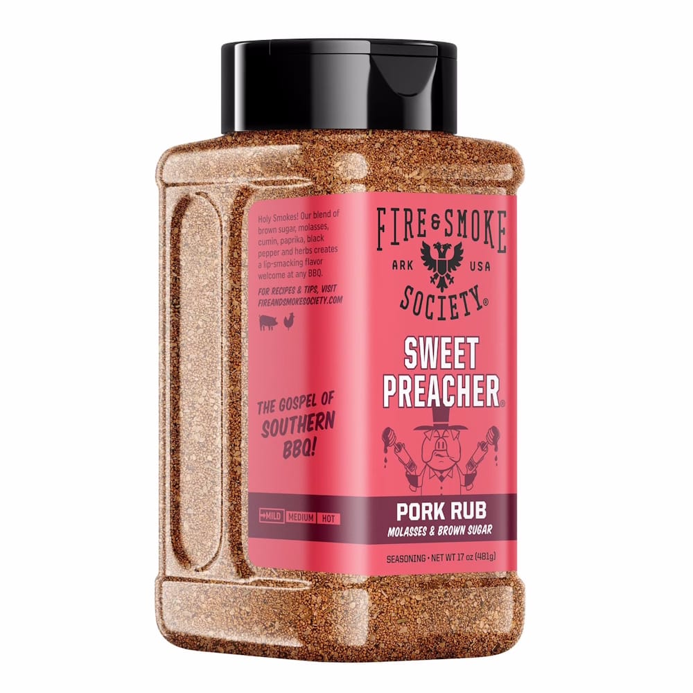 Fire & Smoke Society | Sweet Preacher BBQ Seasoning | Pork Rub 17 oz.