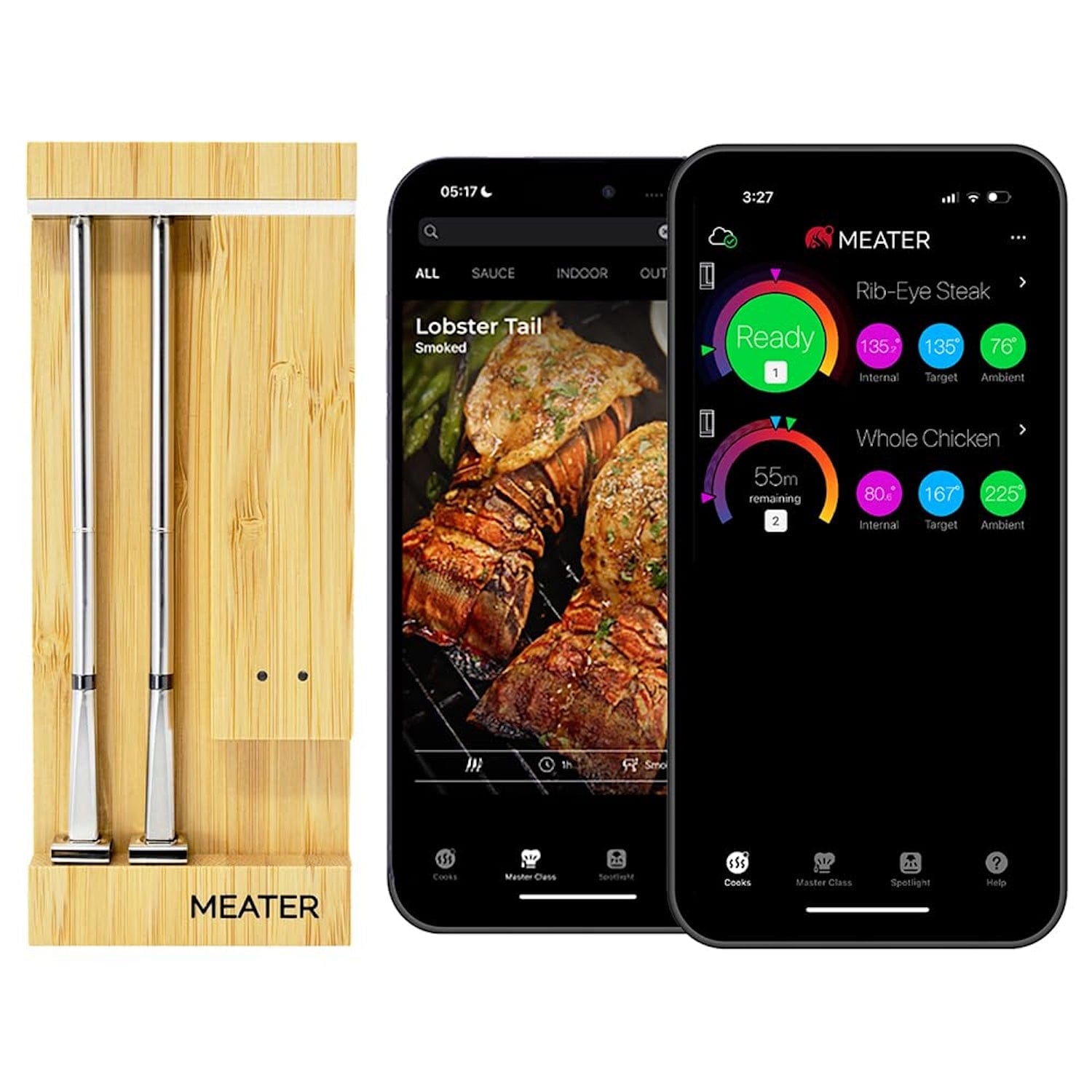 MEATER Pro Duo WiFi Thermometer checking temperature on phone app