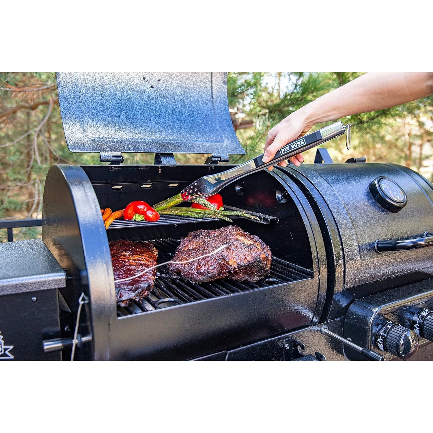 food grilling on Pit Boss 1230G Navigator Combo Gas and Pellet Grill