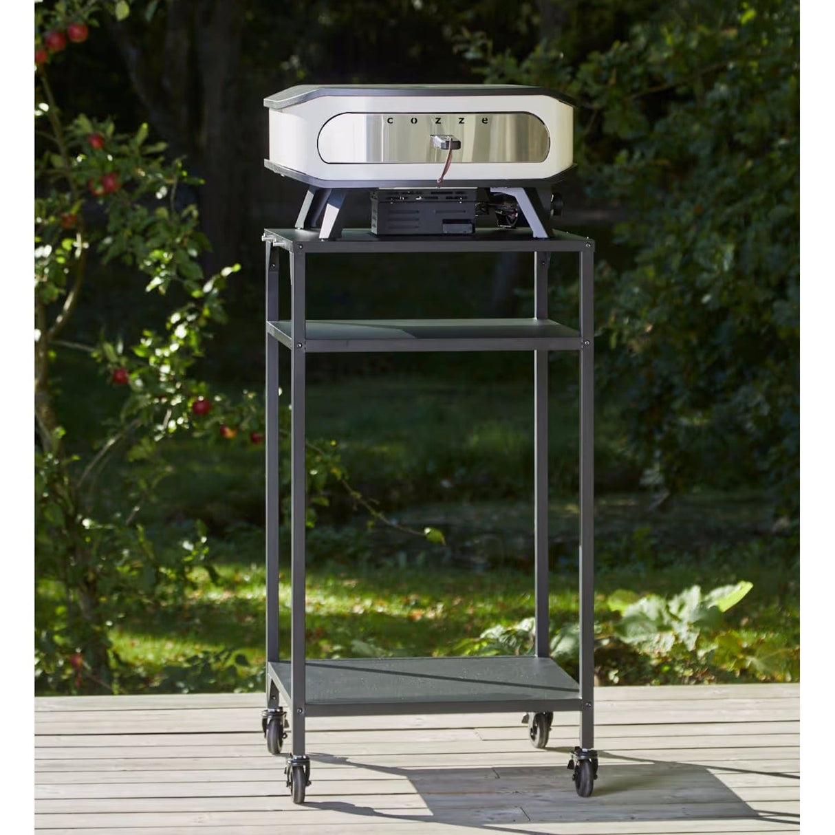 Cozze High Pizza Oven Table oven on table in backyard