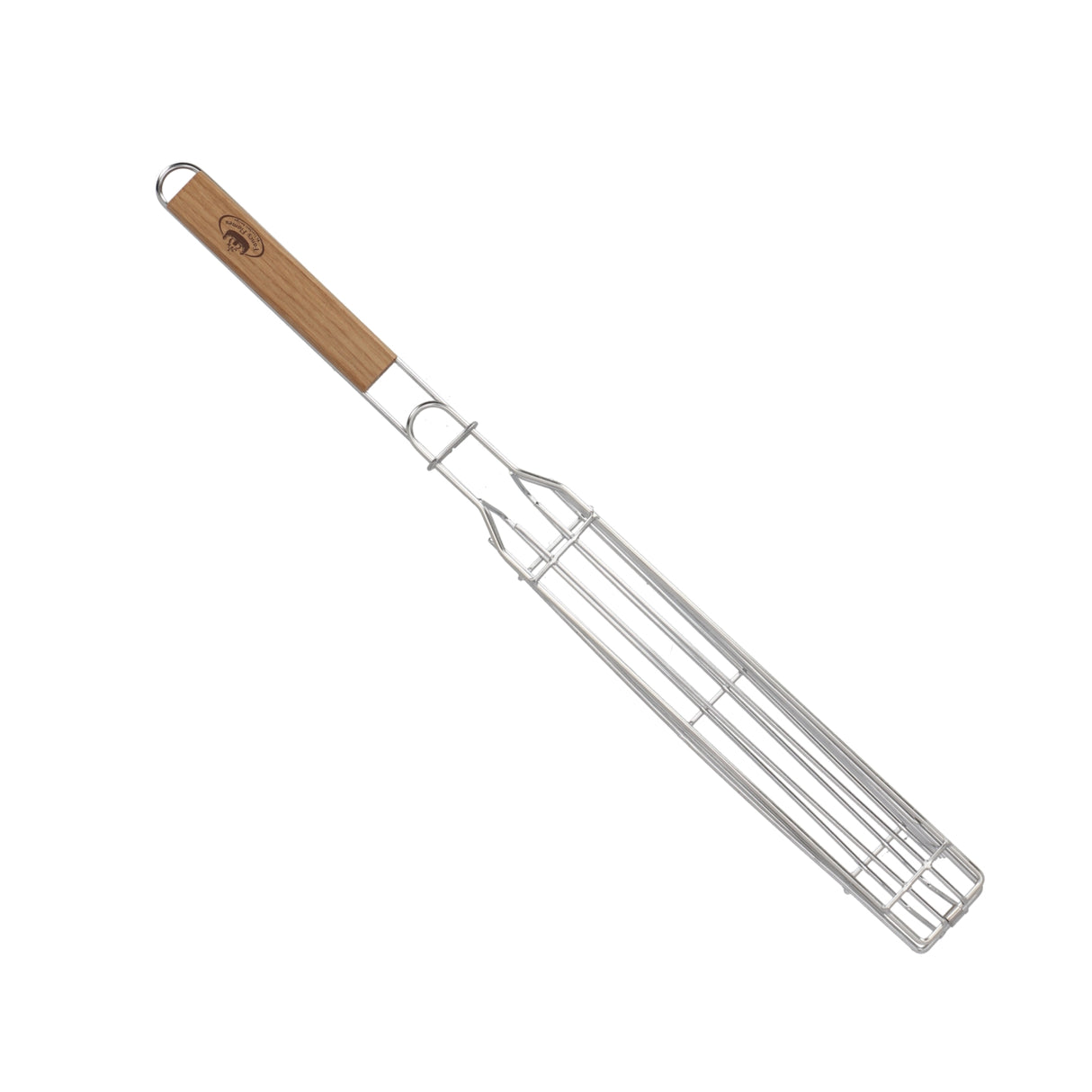 Stainless Steel Vegetable Barbecue Holder top view on white