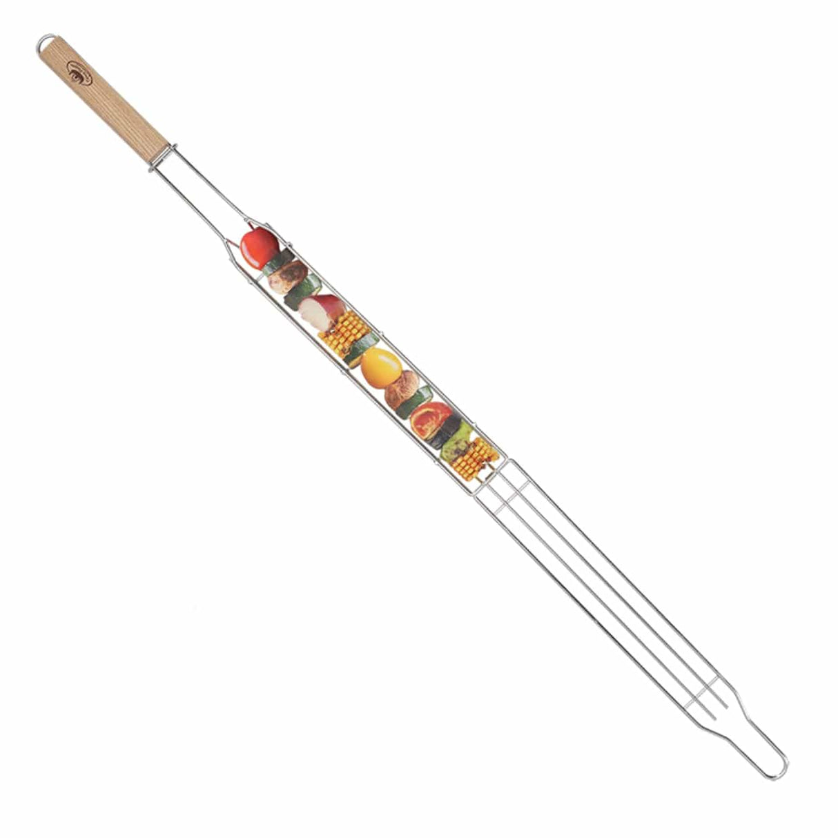 Stainless Steel Vegetable Barbecue Holder top view open stacked with veggies