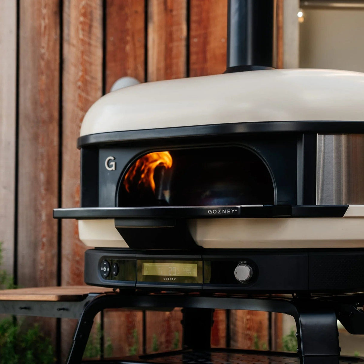 Dome Gen 2 Mantel front right view in backyard