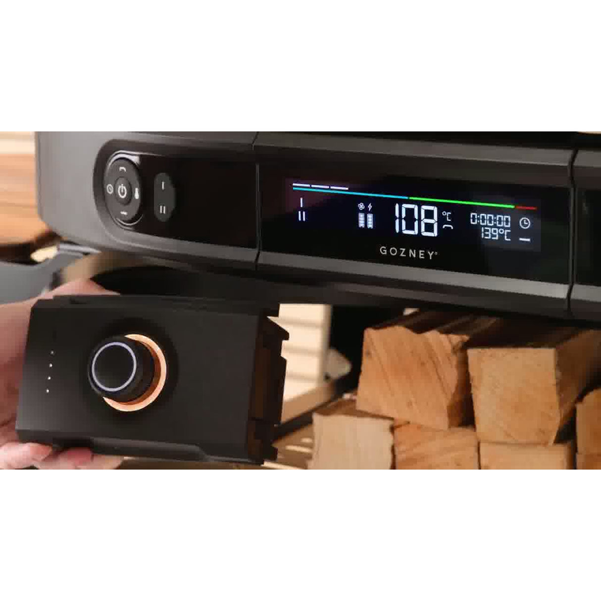 Wood-Fire Control Kit product next to thermometer