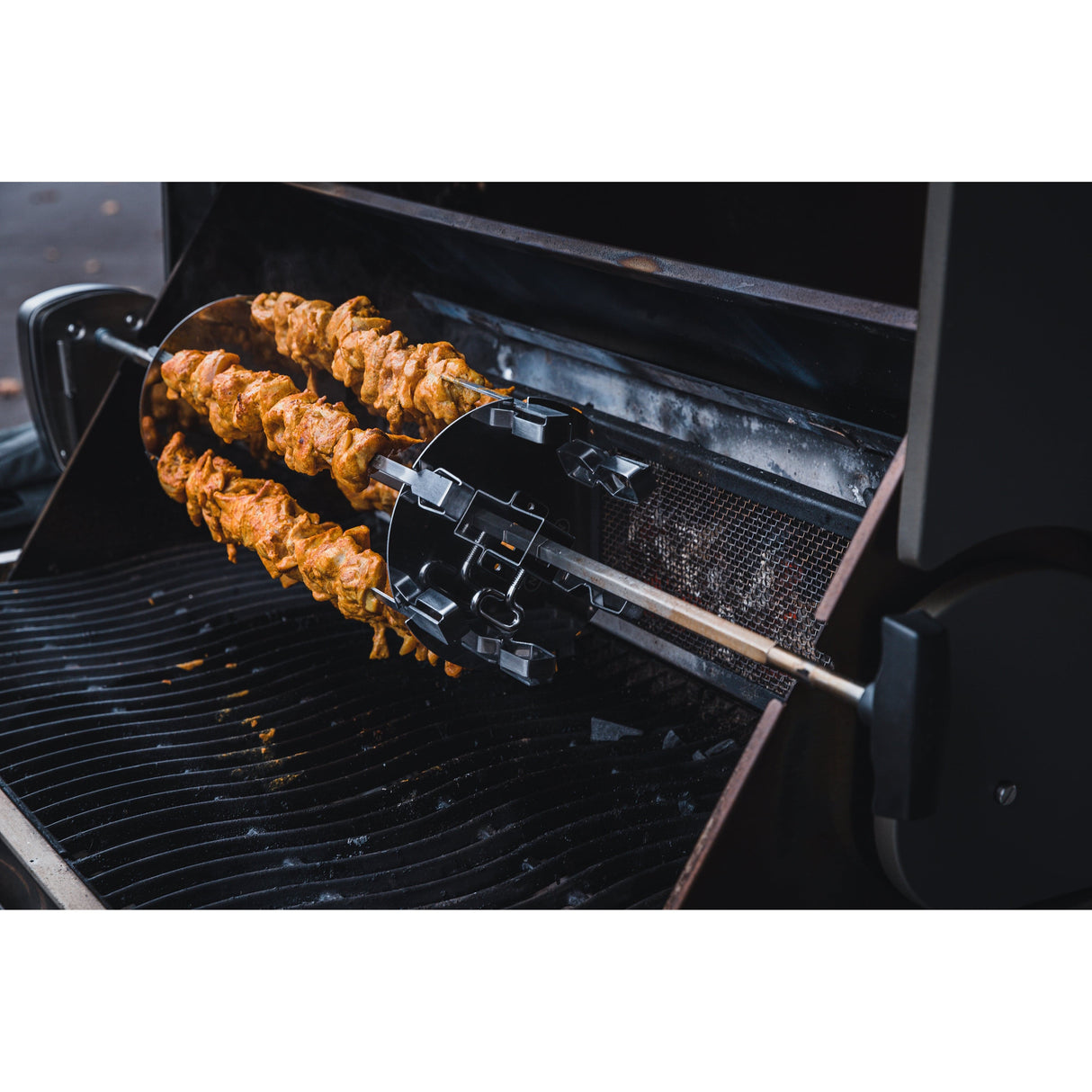Rotisserie Shish-Kebab Skewer Set chicken skewers on grill