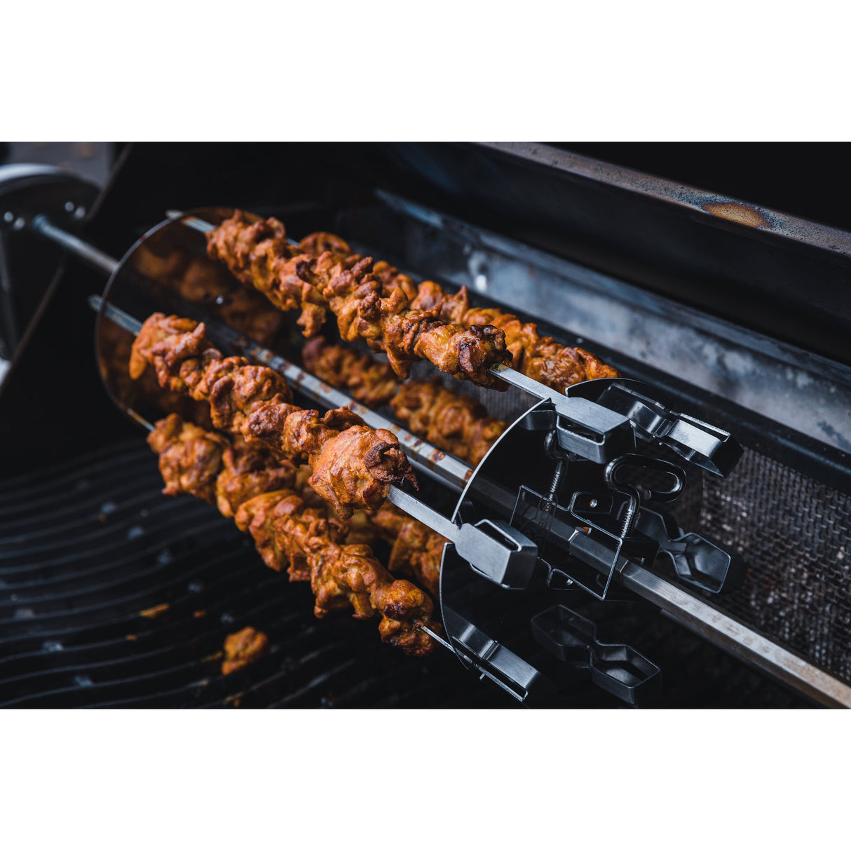 Rotisserie Shish-Kebab Skewer Set rotisserie on grill