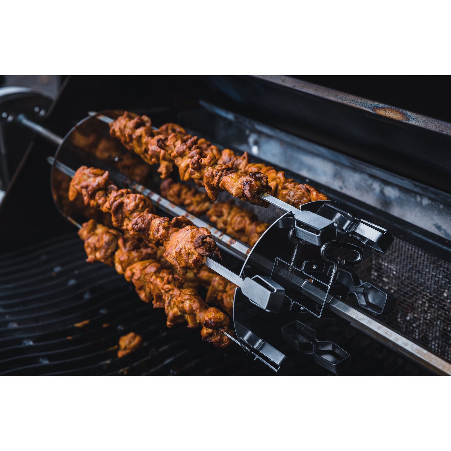 Rotisserie Shish-Kebab Skewer Set rotisserie on grill