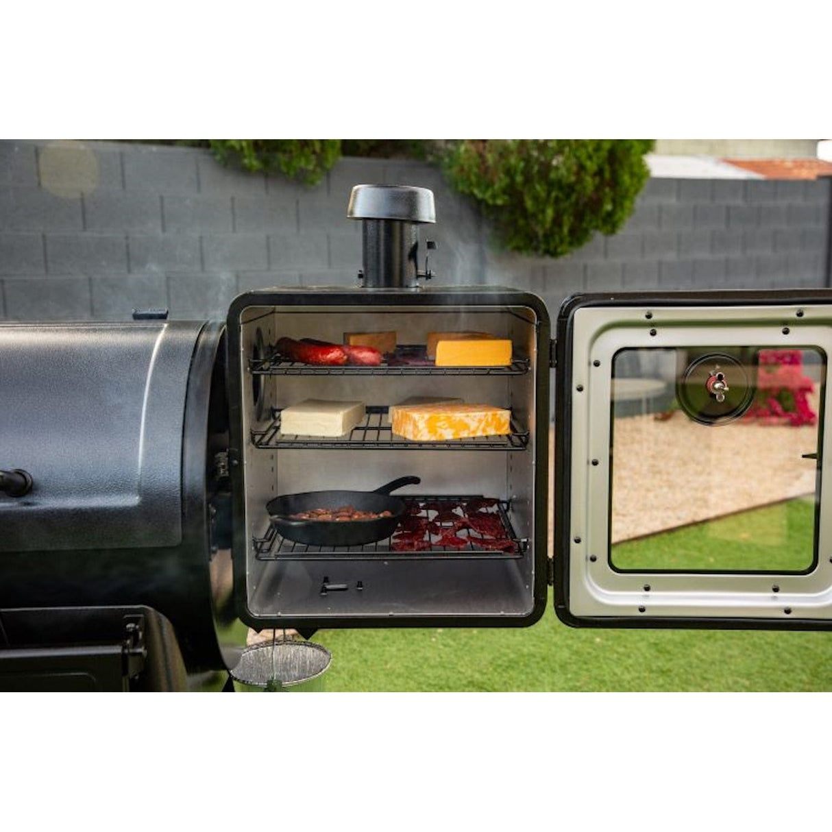 Pit Boss Side Smoker Attachment backyard cheese and meat smoking
