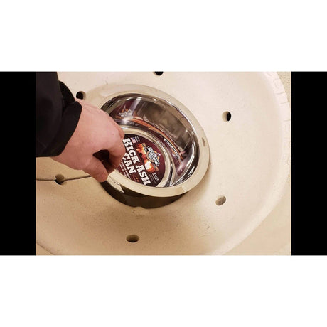 Kick Ash Can for Kamado Joe Big Joe man putting can in grill