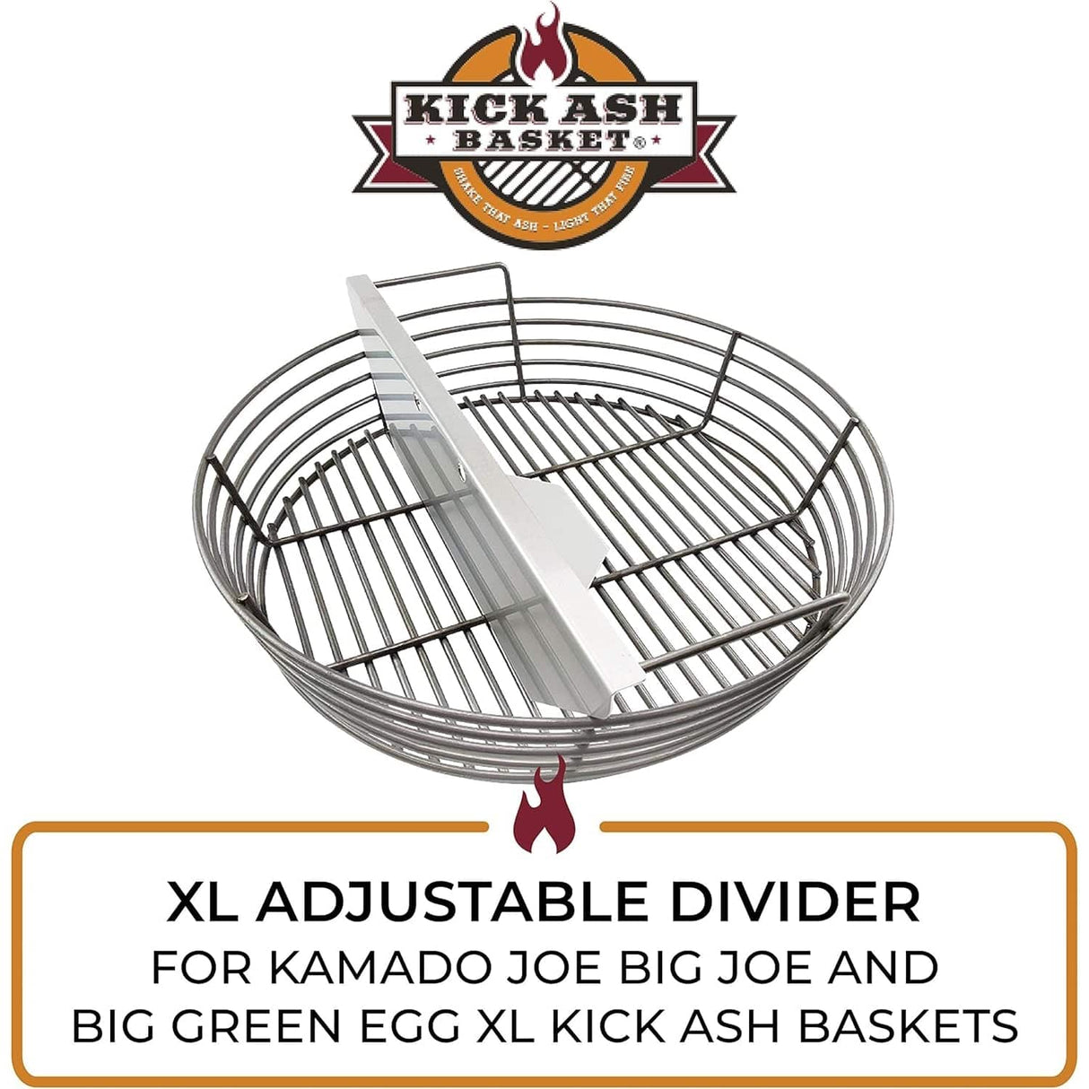 Charcoal Basket XL Adjustable Divider on white