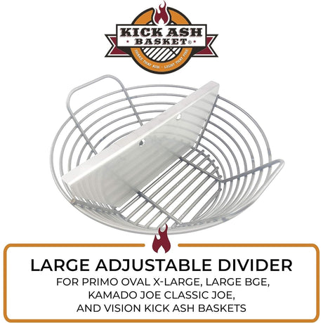 Charcoal Basket Large Adjustable Divider on white with description
