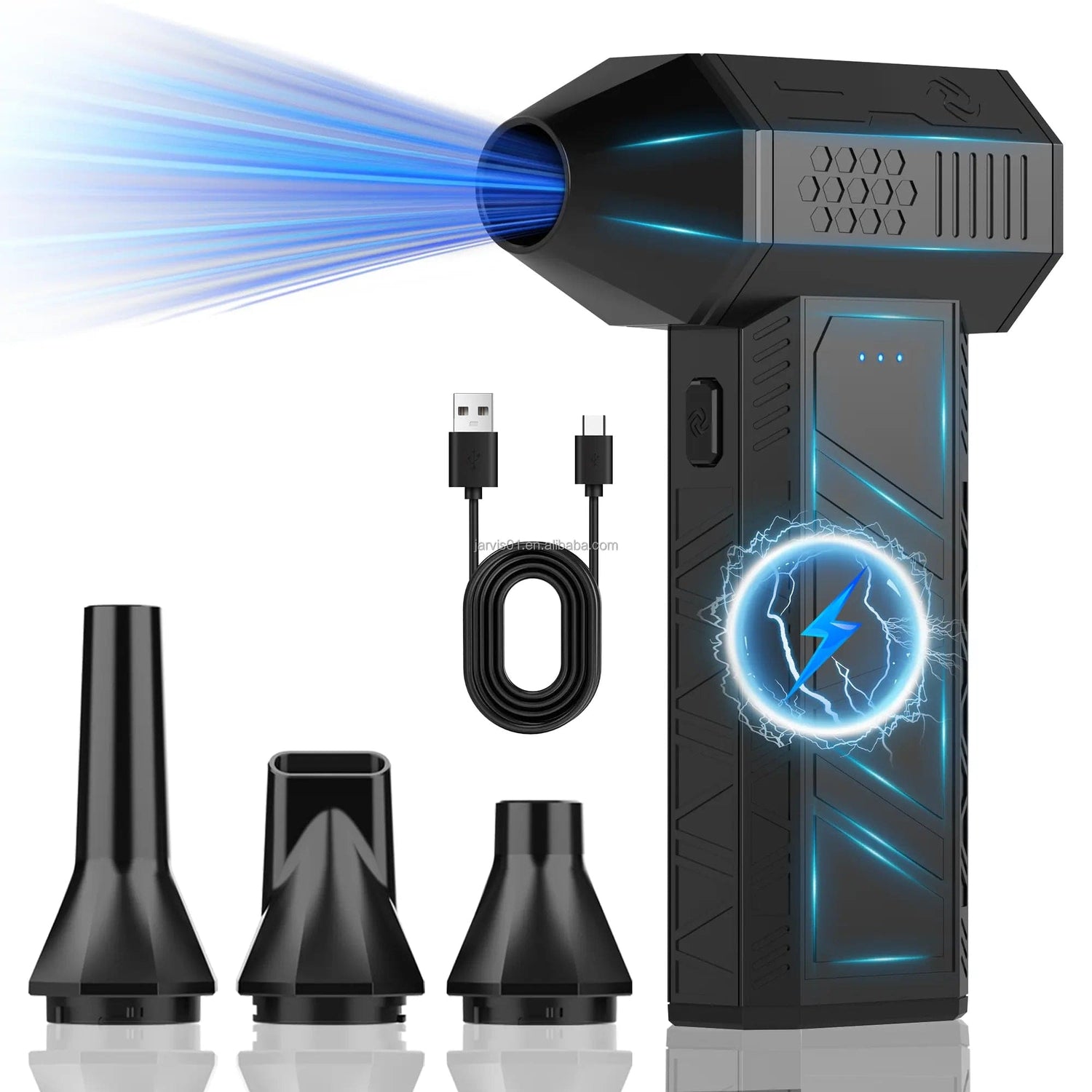 Mini Electric Air Blower including 3 nozzles and USB cable
