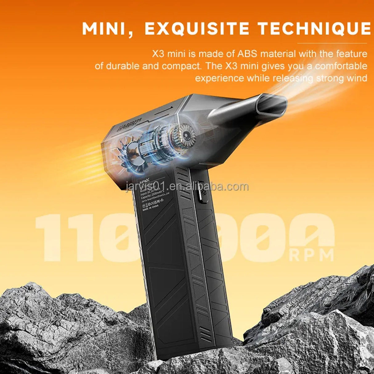 Mini Electric Air Blower powerful fan motor blowing illustration