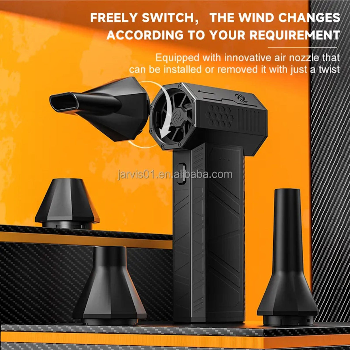 Mini Electric Air Blower install or remove nozzle by twisting