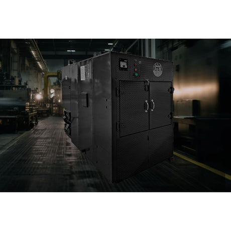 Oyler Pit 700E Commercial Smoker front view in factory