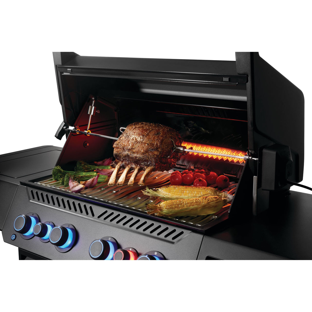 Napoleon Phantom Prestige 500 Gas Grill lamb and vegetables grilling