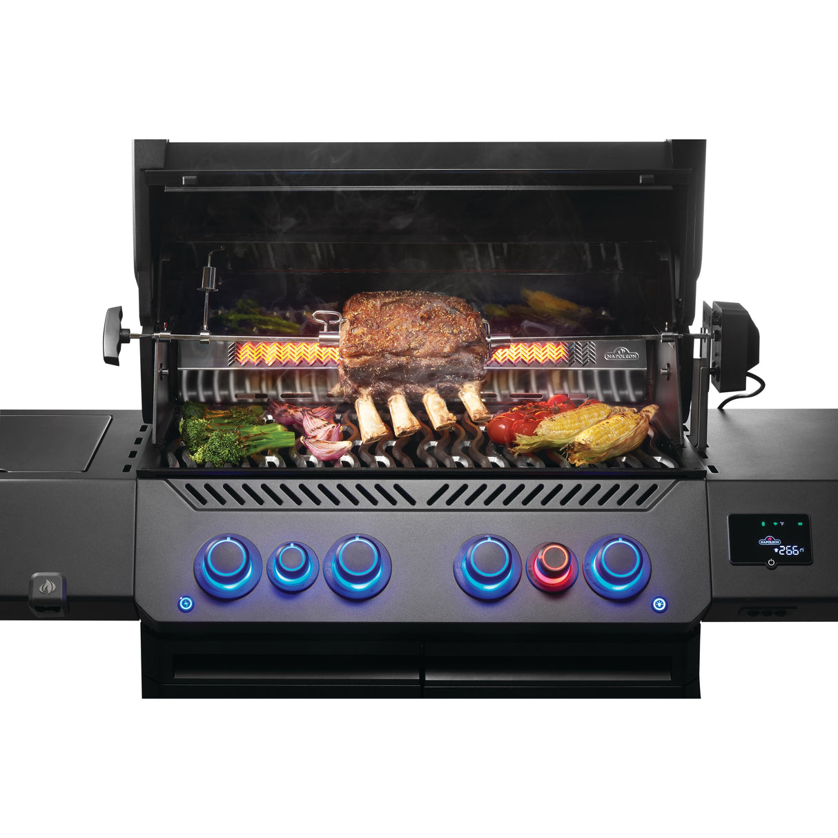 Napoleon Phantom Prestige 500 Gas Grill grilling meat and vegetables