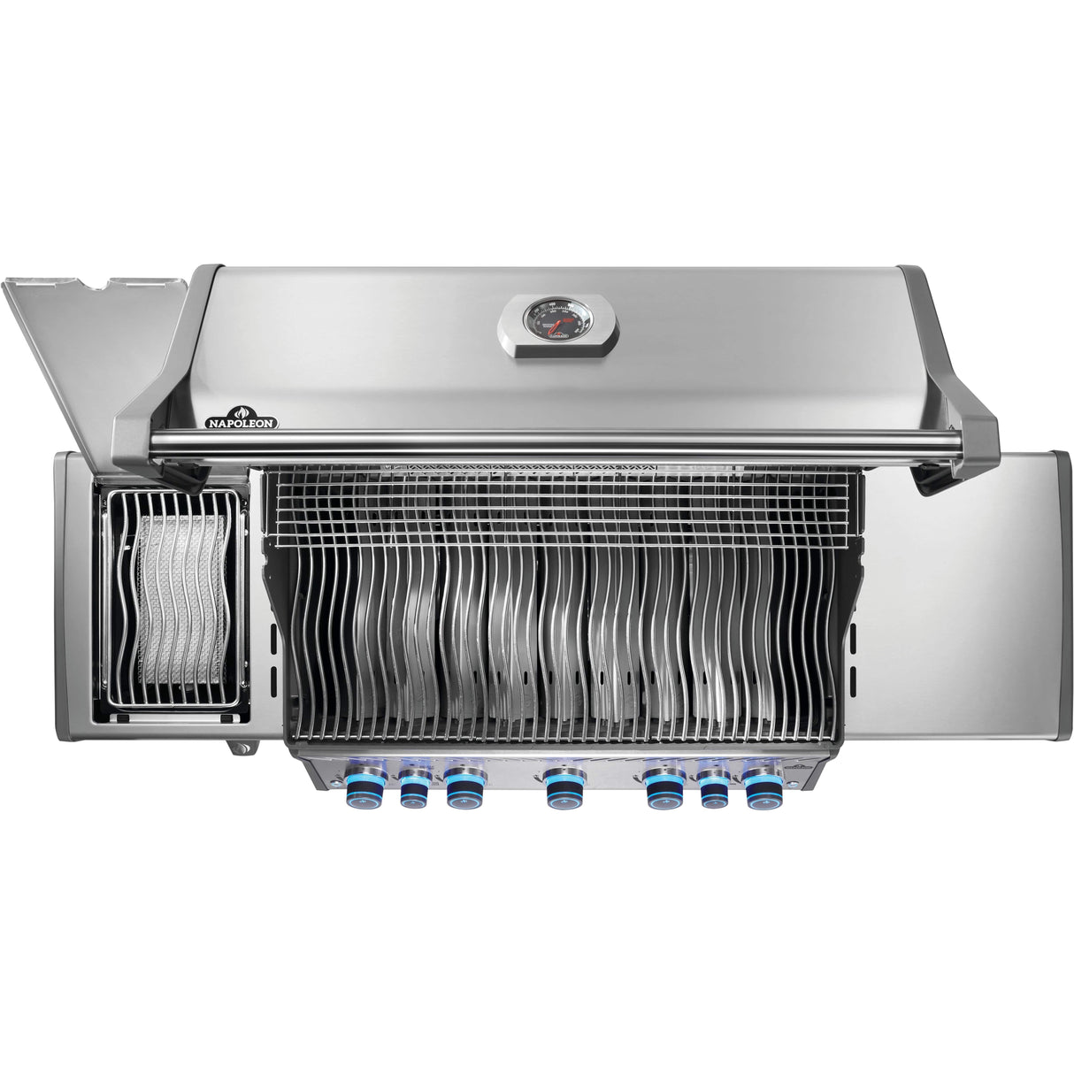 Napoleon Rogue PRO-S 625 Gas Grill top view open side shelf