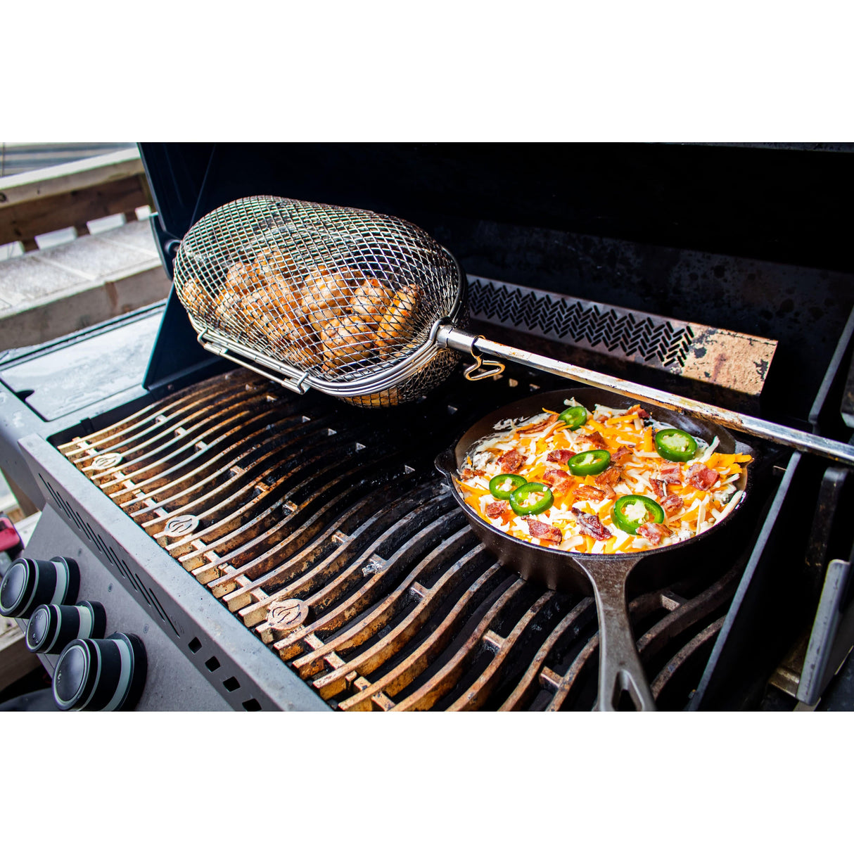 Napoleon Rotisserie Grill Basket superbowl meat grilling