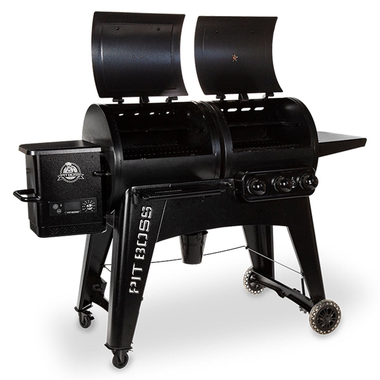 Pit Boss 1230G Navigator Combo Gas and Pellet Grill opened angle view