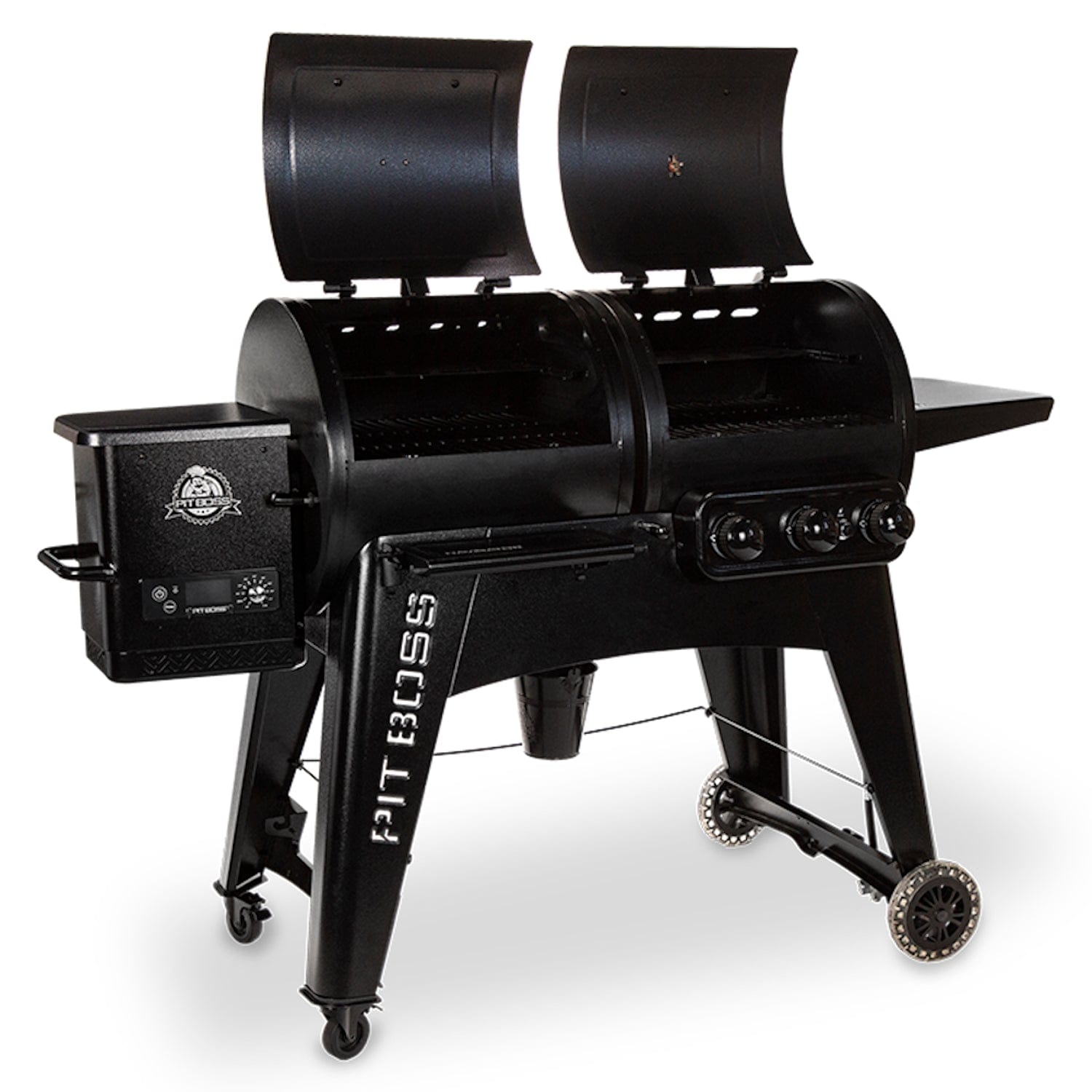 Pit Boss 1230G Navigator Combo Gas and Pellet Grill opened angle view