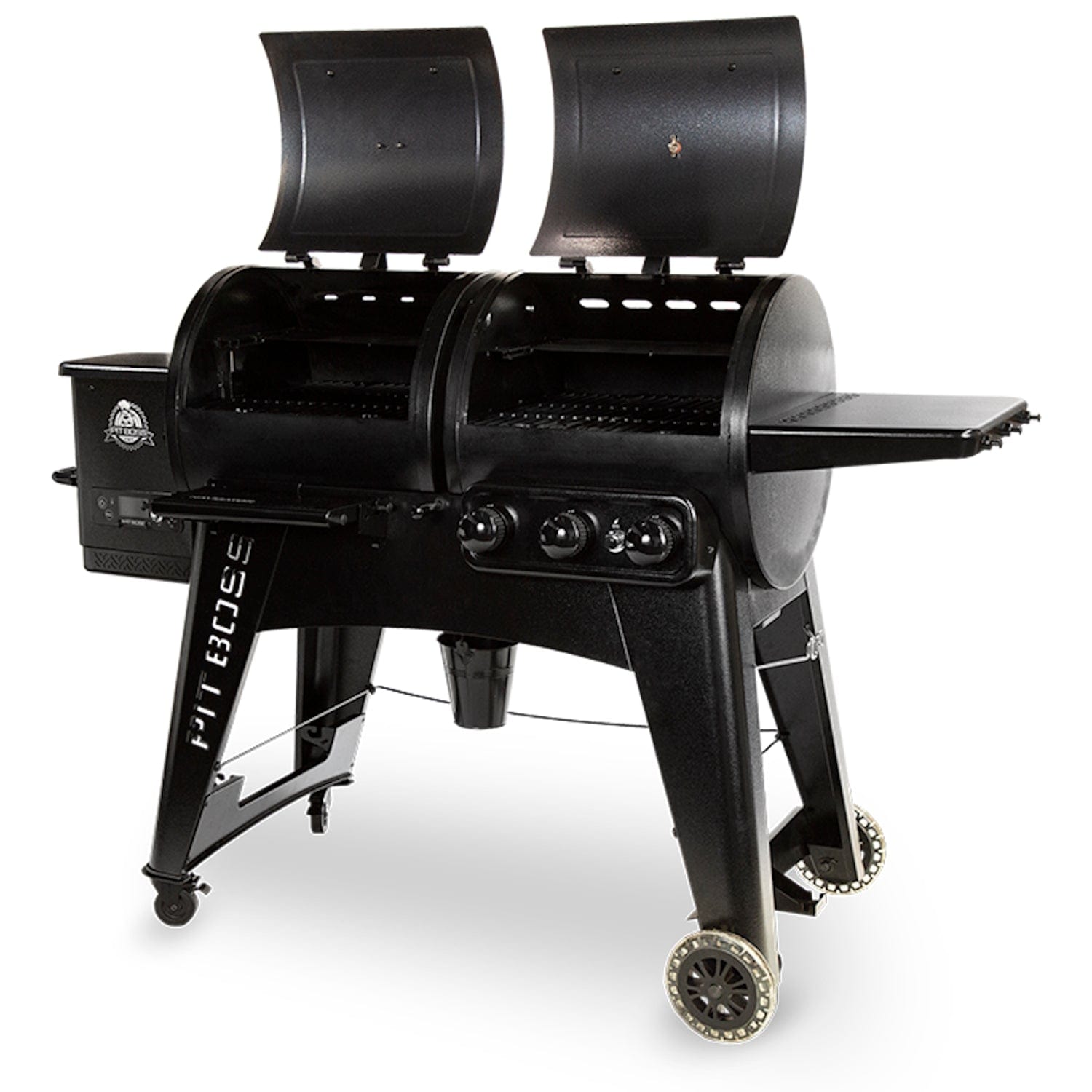 Pit Boss 1230G Navigator Combo Gas and Pellet Grill opened side view