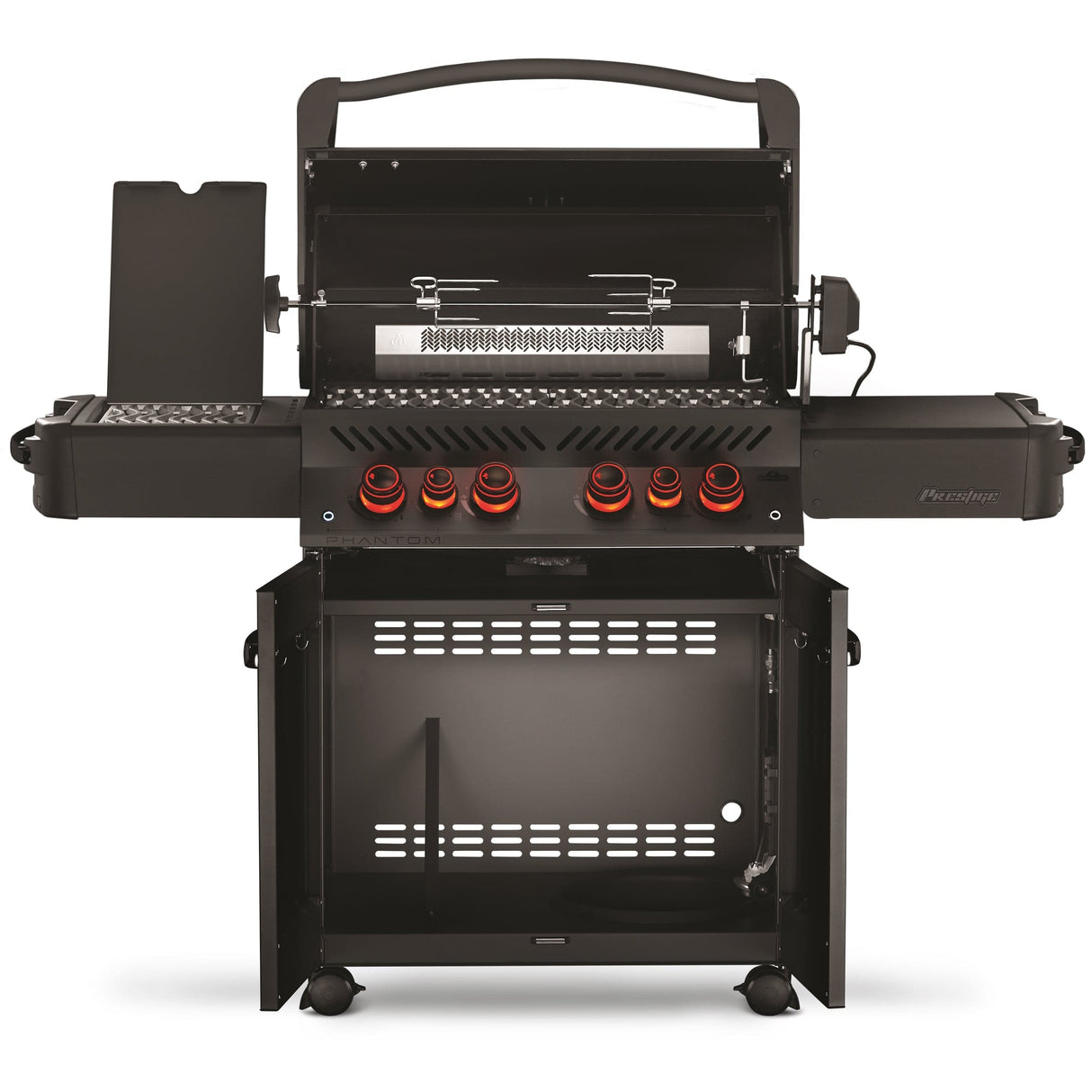 Napoleon Phantom Prestige 500 RSIB rotisserie all open knobs off