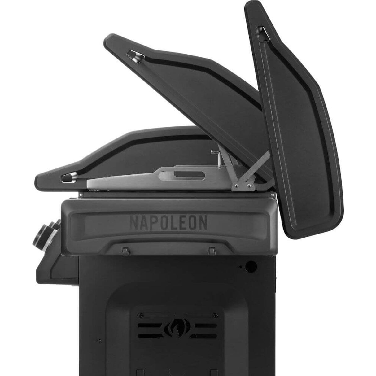 Napoleon Rogue PRO Phantom 30 Grill side view grill opening grill cover
