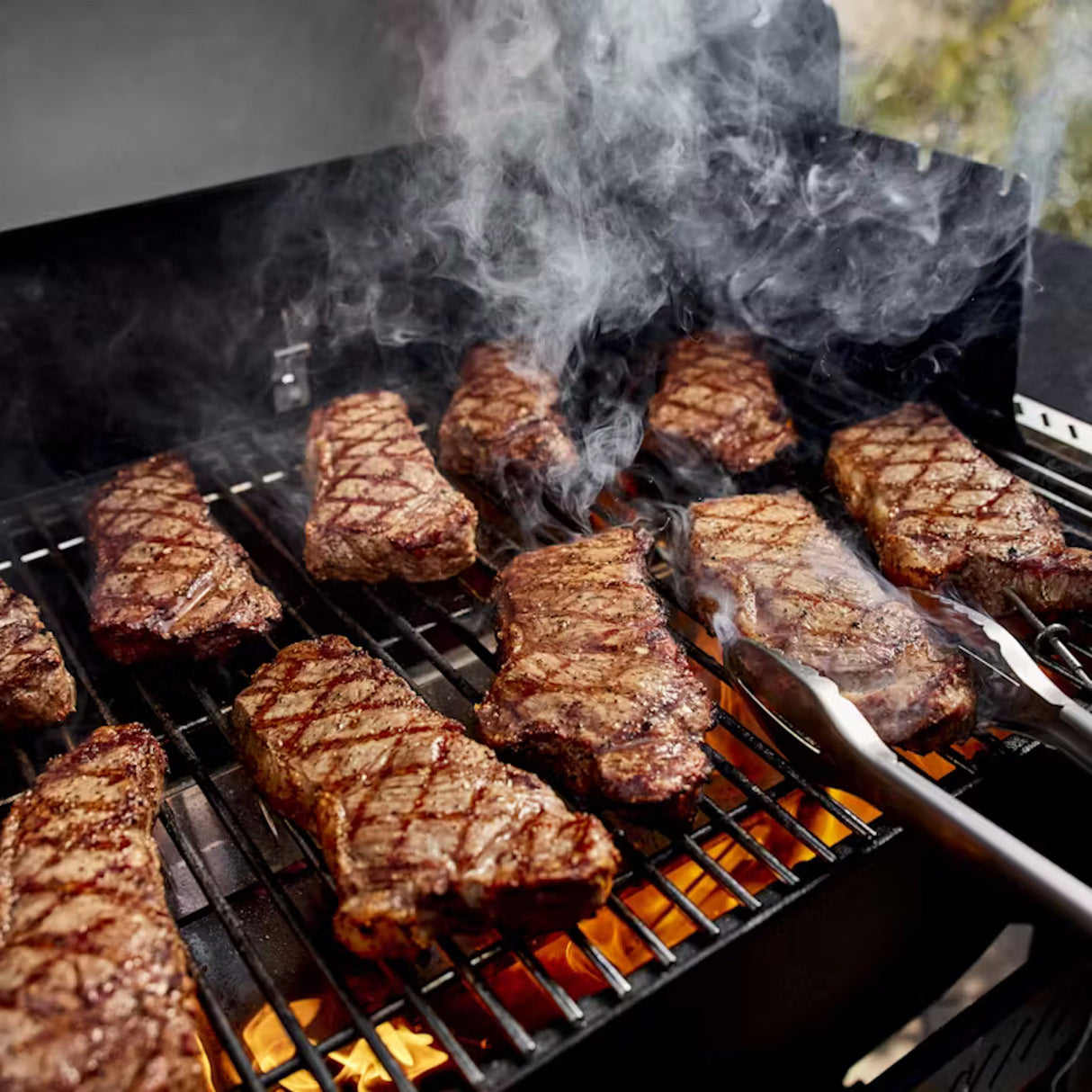 grilling food on a Weber Searwood 600 Pellet Grill