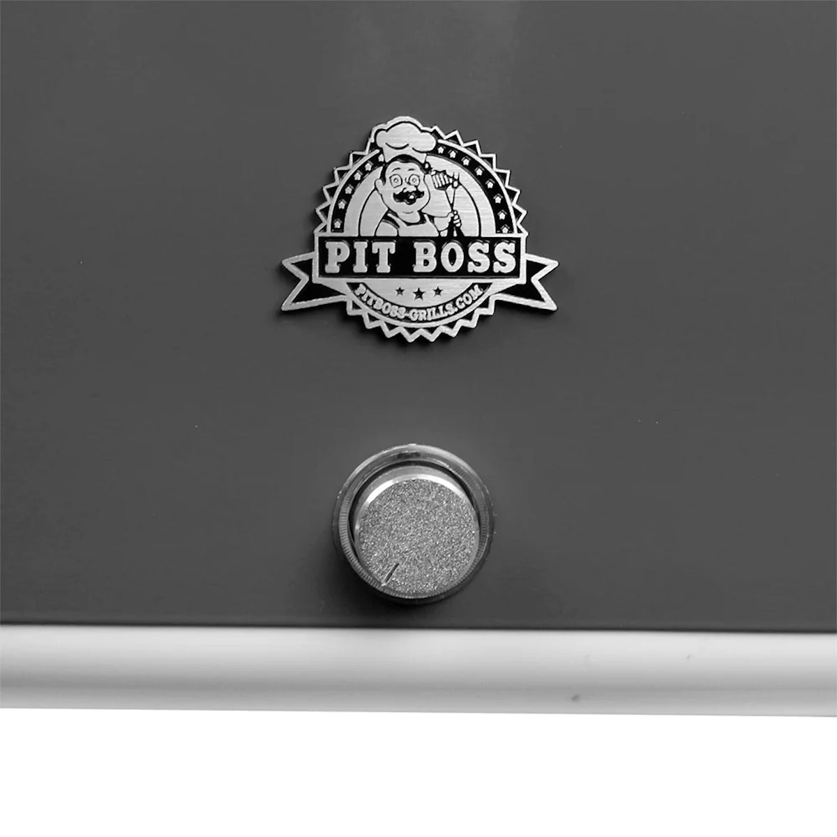 Pit Boss Grills Portable Charcoal Grill logo & button