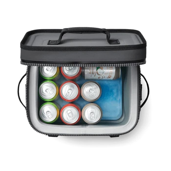 drinks and YETI Thin Ice Pack side view inside insulated bag