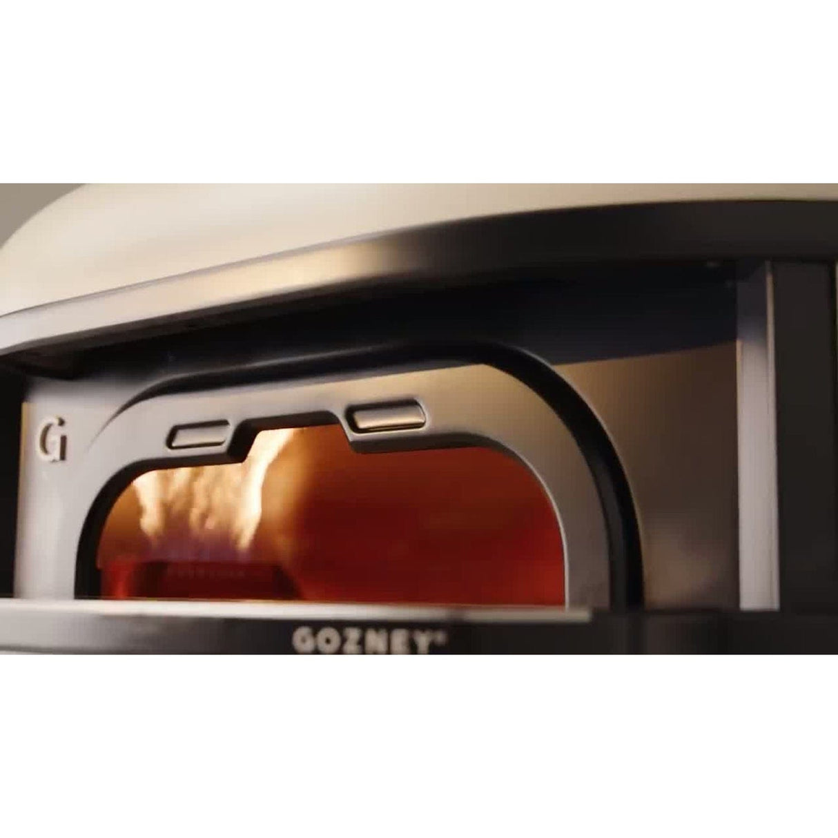 Dome XL Gen 2 Neapolitan Arch oven in flames with arch mounted