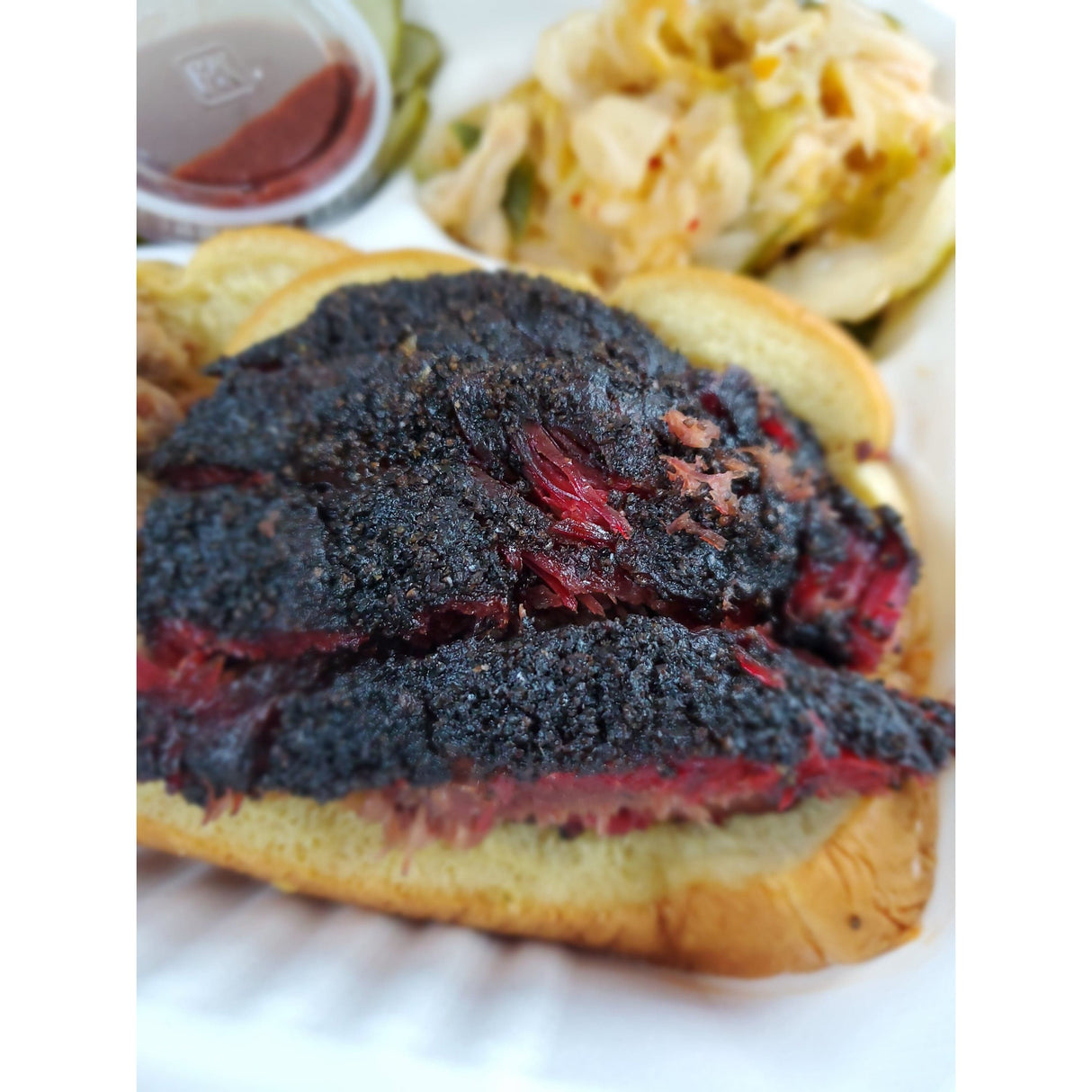 LeRoy & Lewis Beet BBQ Sauce brisket on bread