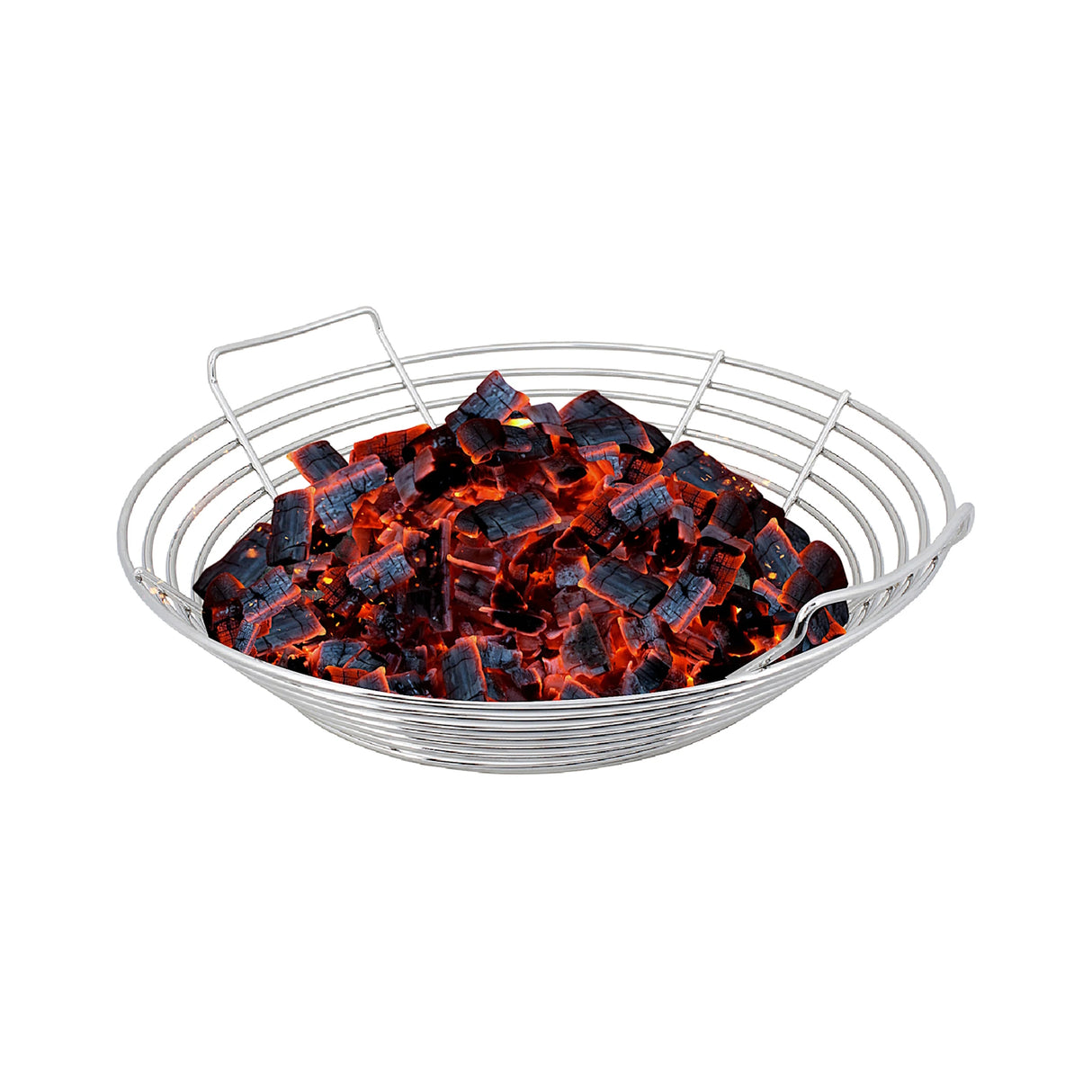 Kamado Joe Charcoal Basket filled with hot coals