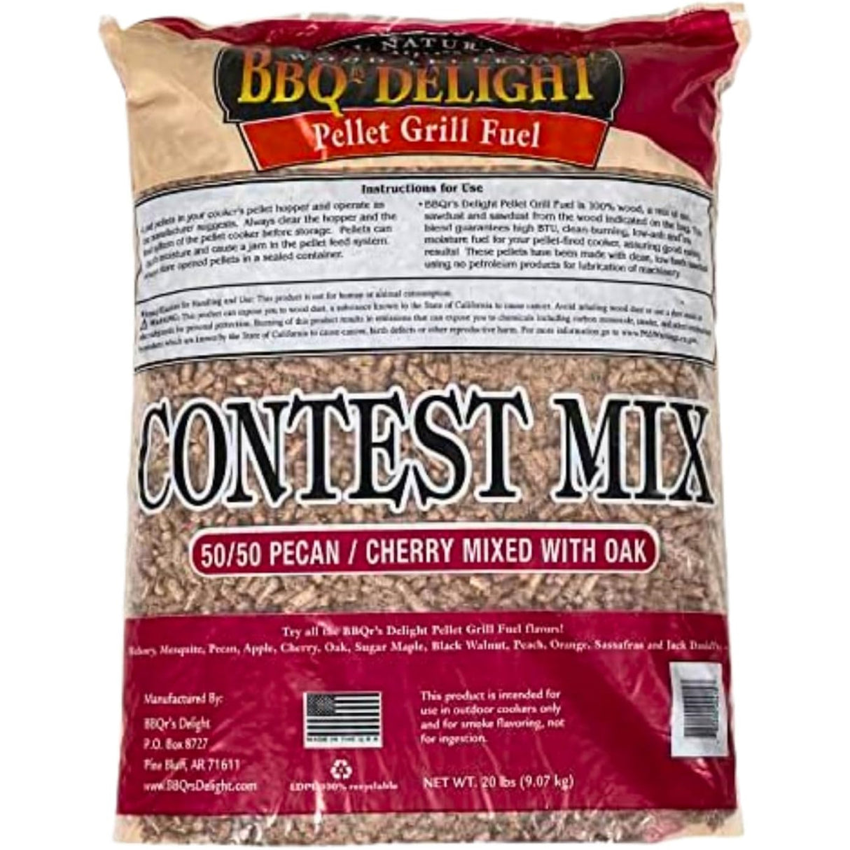 BBQr's Delight | Contest Mix | Pecan/Cherry Mix With Oak Pellet Grill Fuel | 9Kg Bag