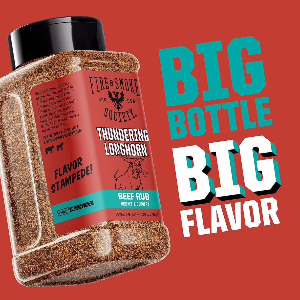 Fire & Smoke Society | Thundering Longhorn BBQ Seasoning | Beef Rub 17.6 oz.